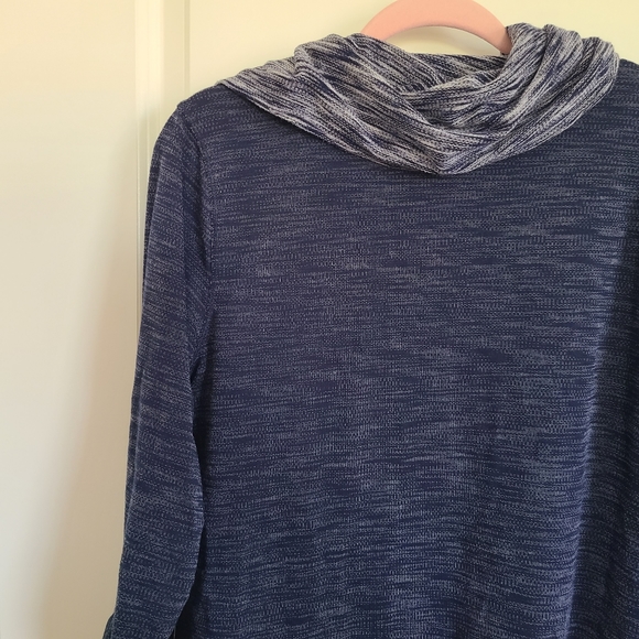 Soft Surroundings Blue Split Cowl Neck Long Sleeve Tunic Sweater Medium - Picture 7 of 11